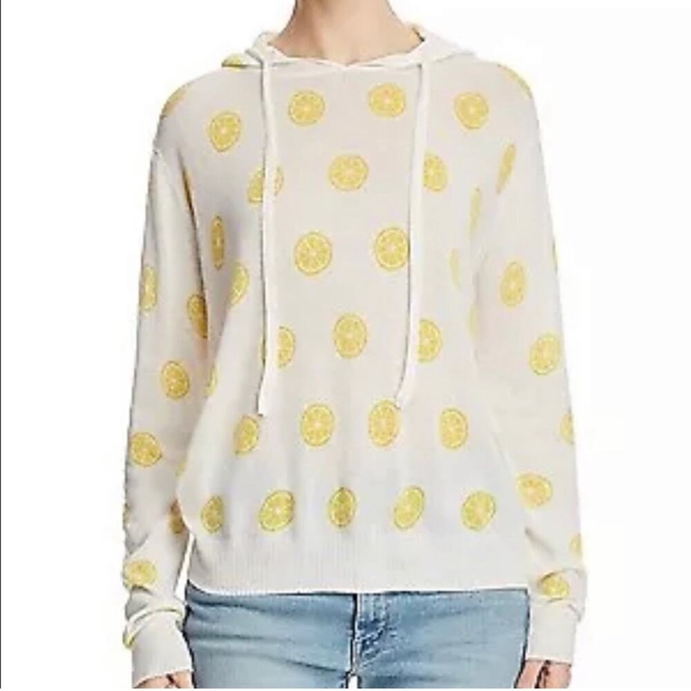 NWT Aqua White Lemon Print Lightweight Hoodie